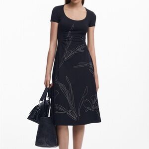 Desigual Black Dress with White Floral Accents
